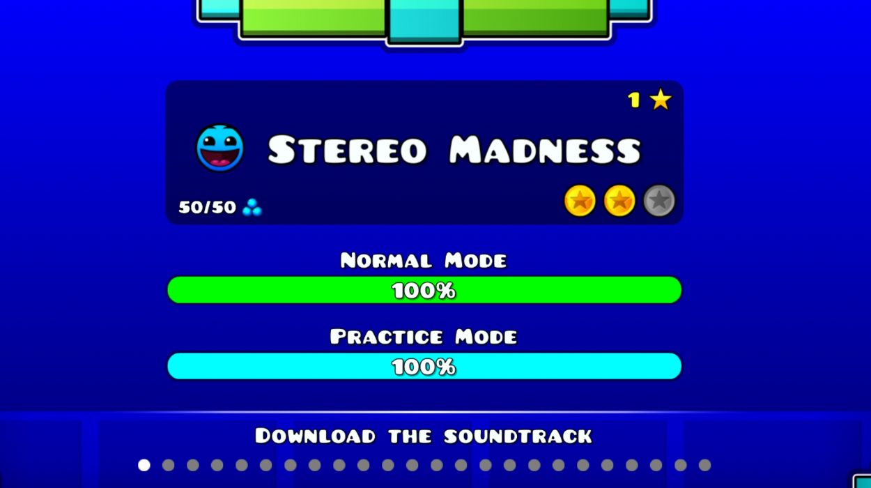 Main levels in Geometry Dash.