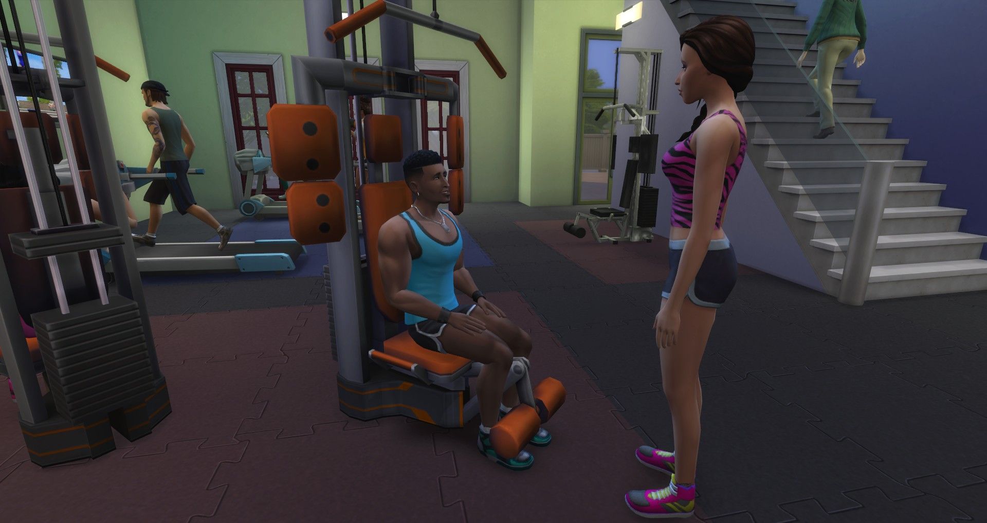 marcus flex working out at the gym in willow creek the sims 4