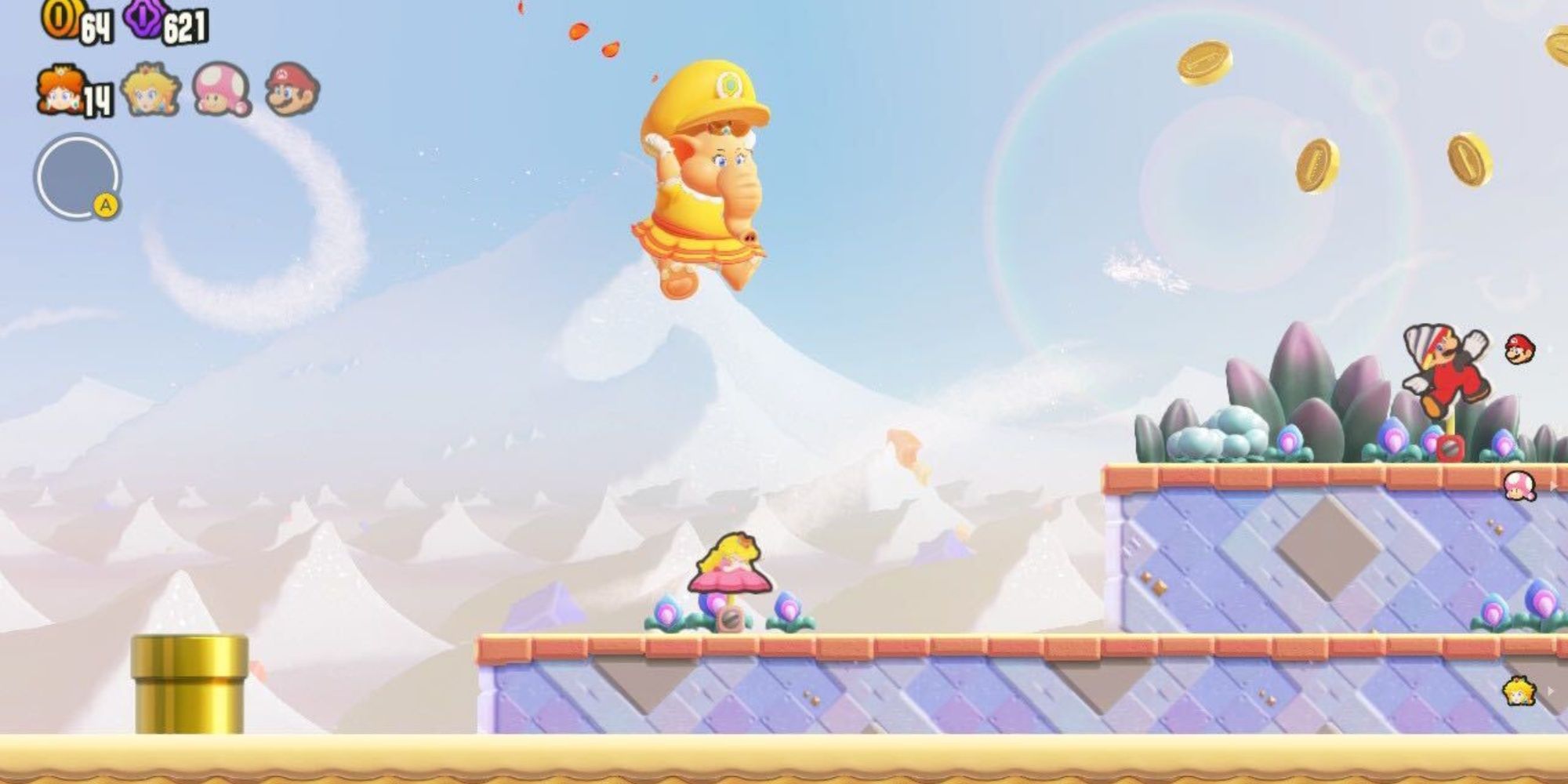 elephant daisy gliding in super mario bros. wonder