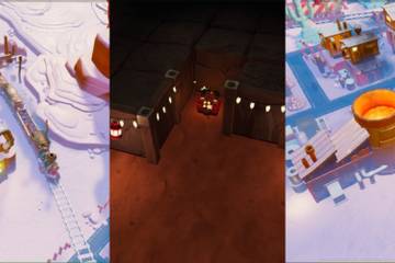 Side by side screenshot of item attachments on buildings in Steamworld Build