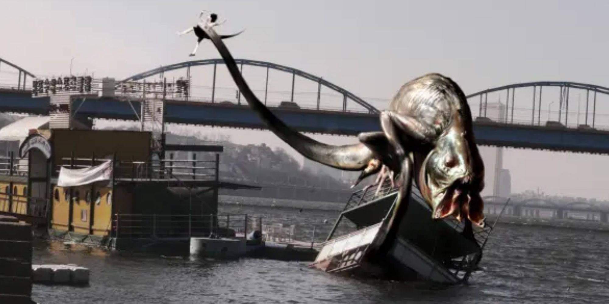 An aquatic monster in South Korea abducts a young girl on the river.