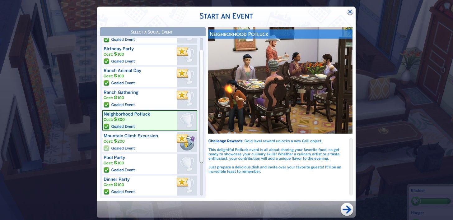 neighborhood potluck event planning screen the sims 4 for rent