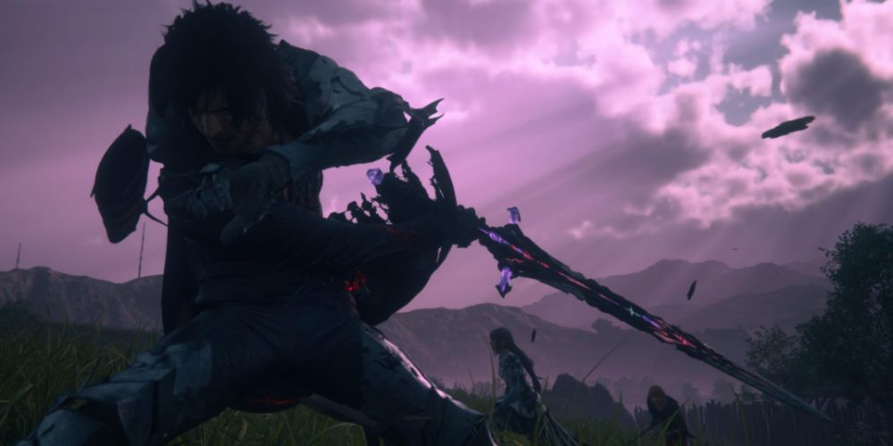 Clive swinging the Omega Weapon in Final Fantasy XVI