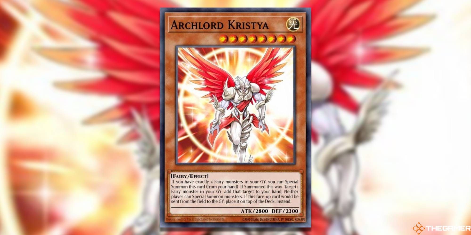 Yu-Gi-Oh! Card: Archlord Kristya - With A Blurred Background and TheGamer Logo