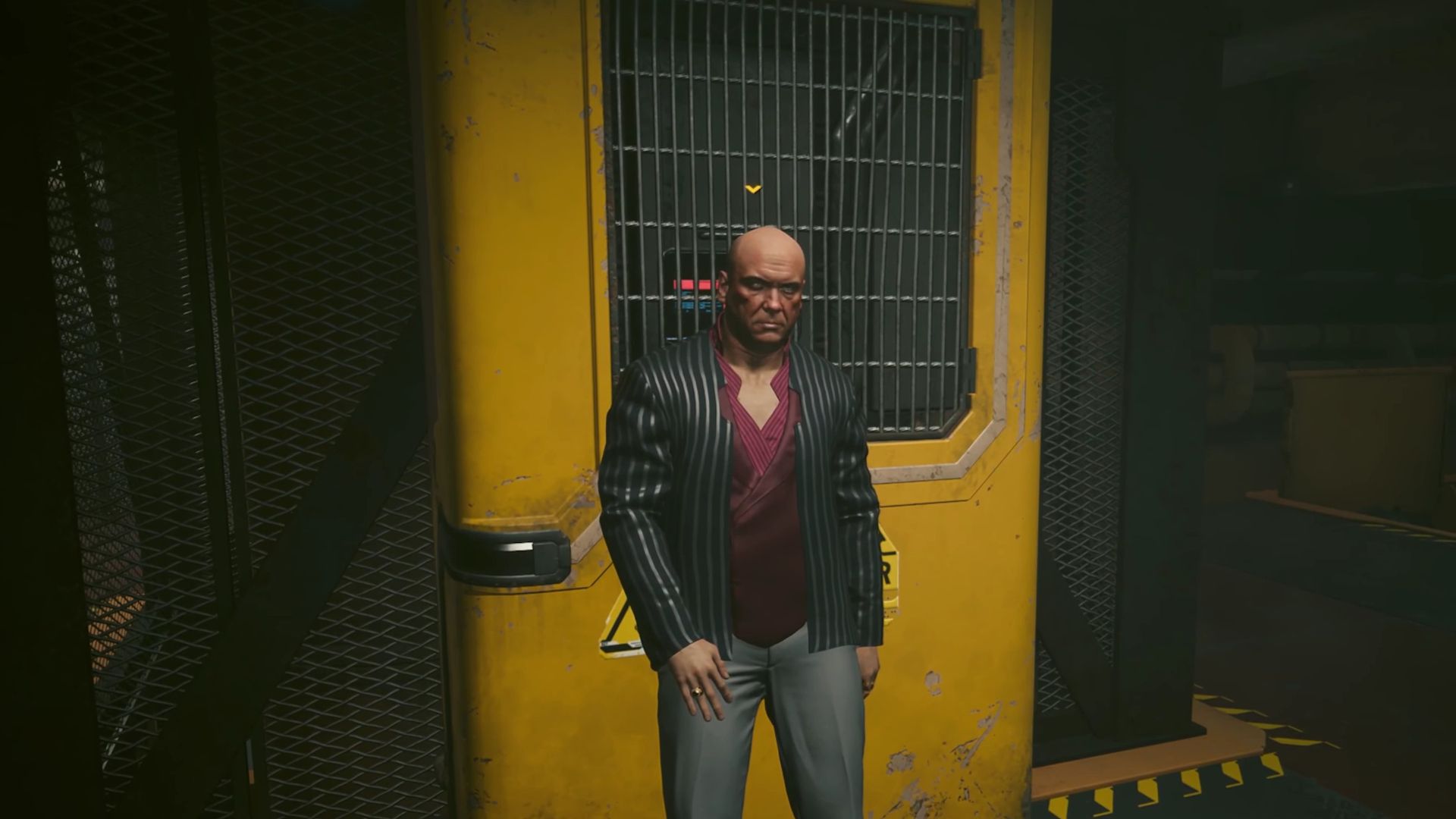 V looking at Oswald in Ex-Factor Quest in Cyberpunk 2077 