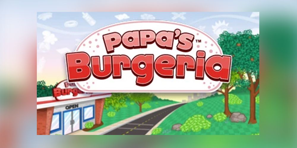 Papa's Burgeria Logo displayed over the restaurant.