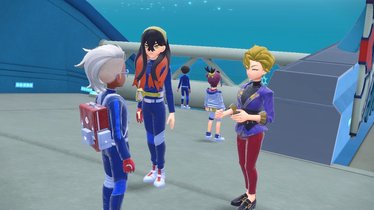 The main character, Carmine, Kieran, and Briar in Pokemon Scarlet & Violet.