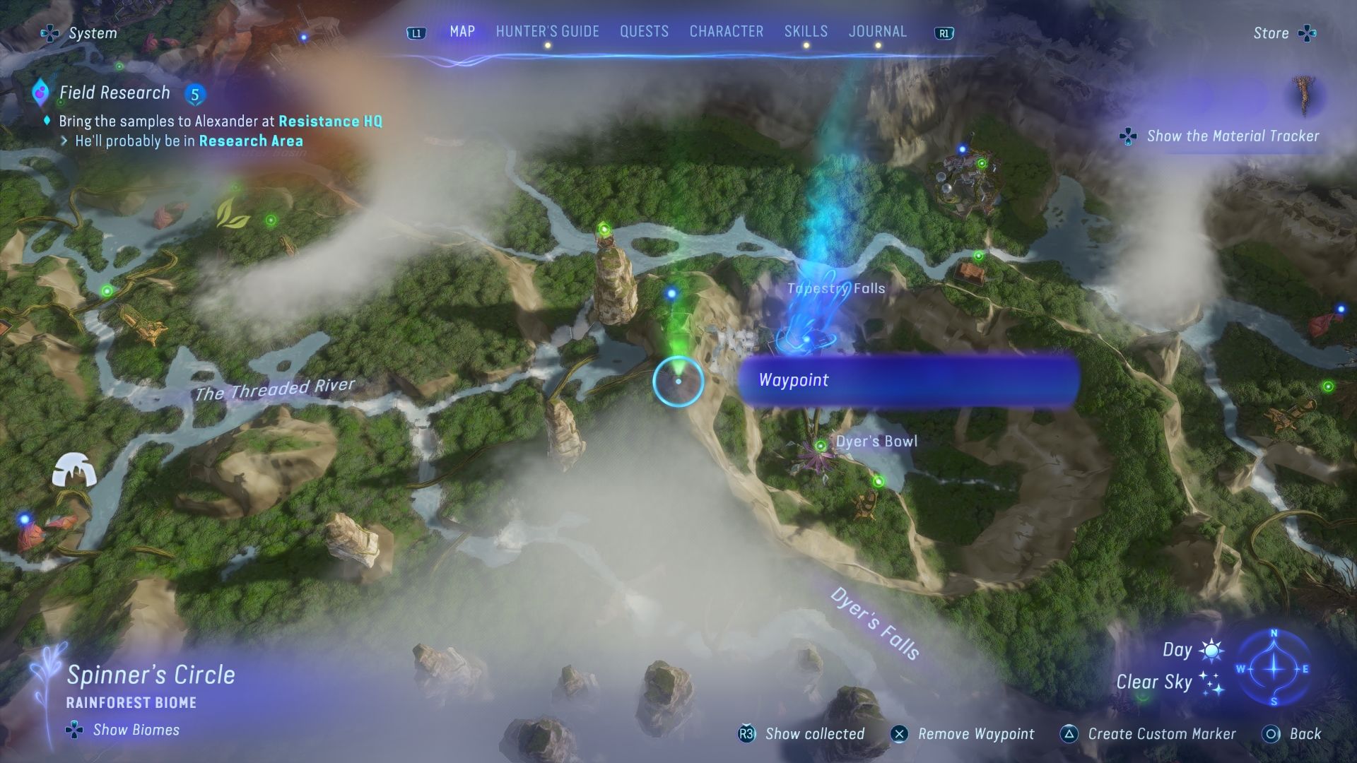 Player made a waypoint in the map menu Avatar Frontiers of Pandora