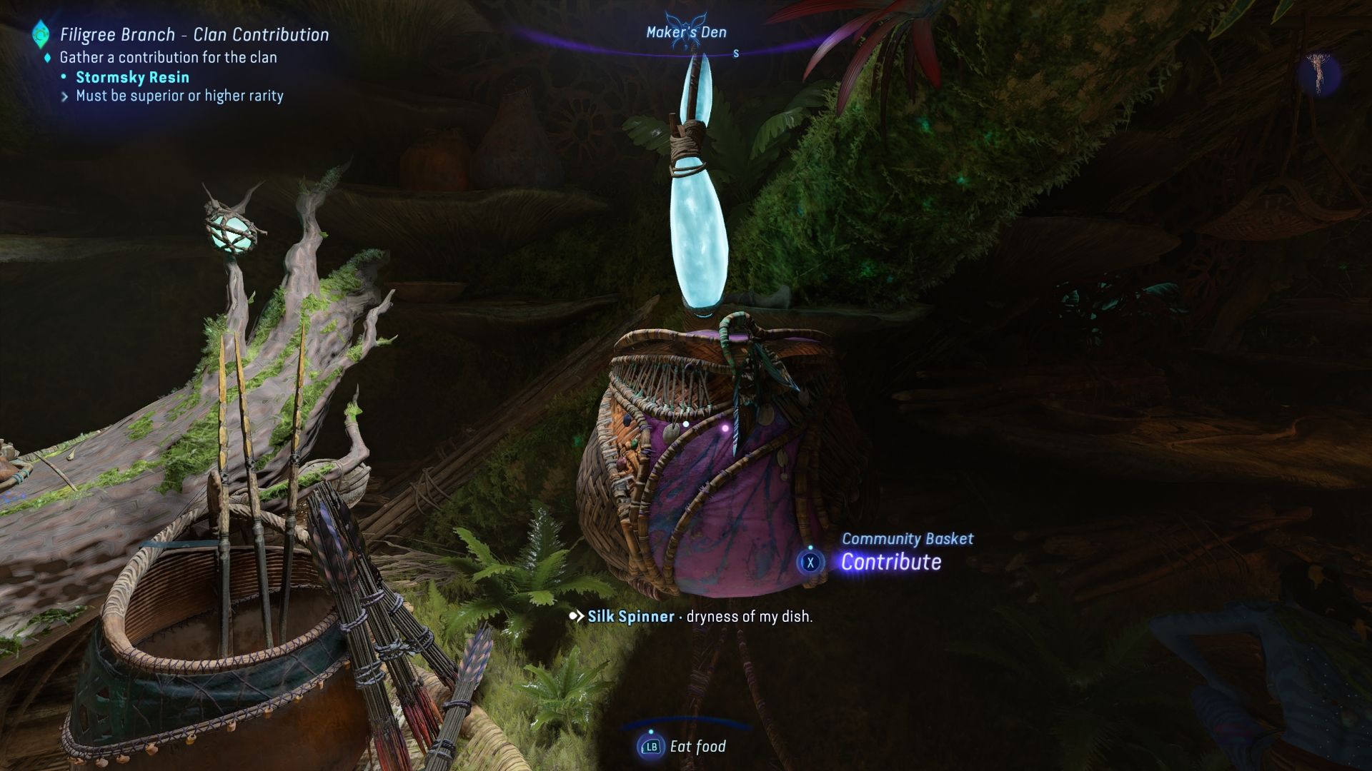 Player standing next to a community basket Avatar Frontiers of Pandora
