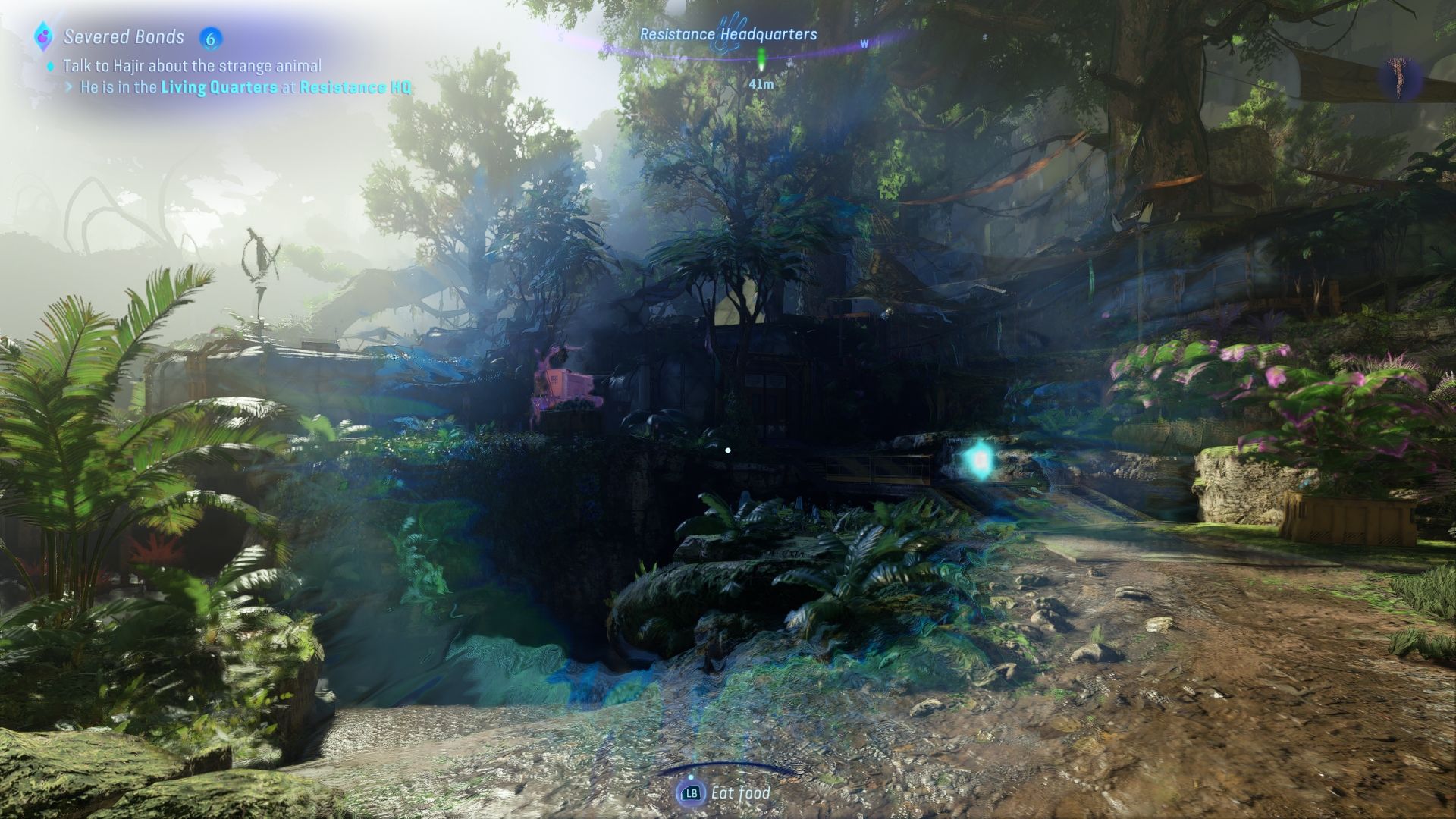 Player using his na'vi senses to highlight objects and quest point Avatar Frontiers of Pandora