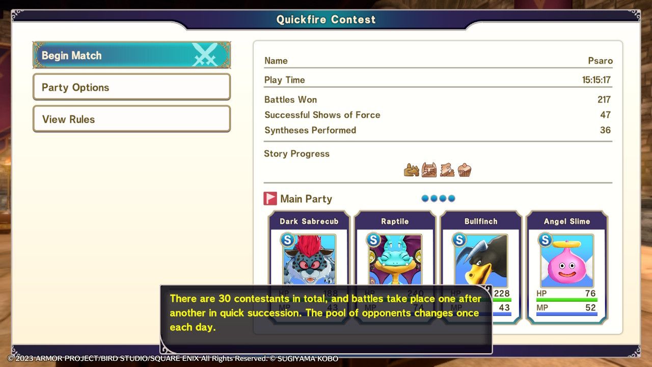Quickfire Contest in Dragon Quest Monsters.