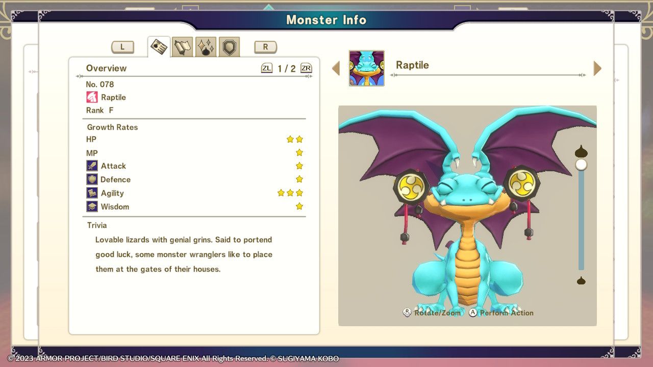 Raptile monster in Dragon Quest Monsters The Dark Prince 2