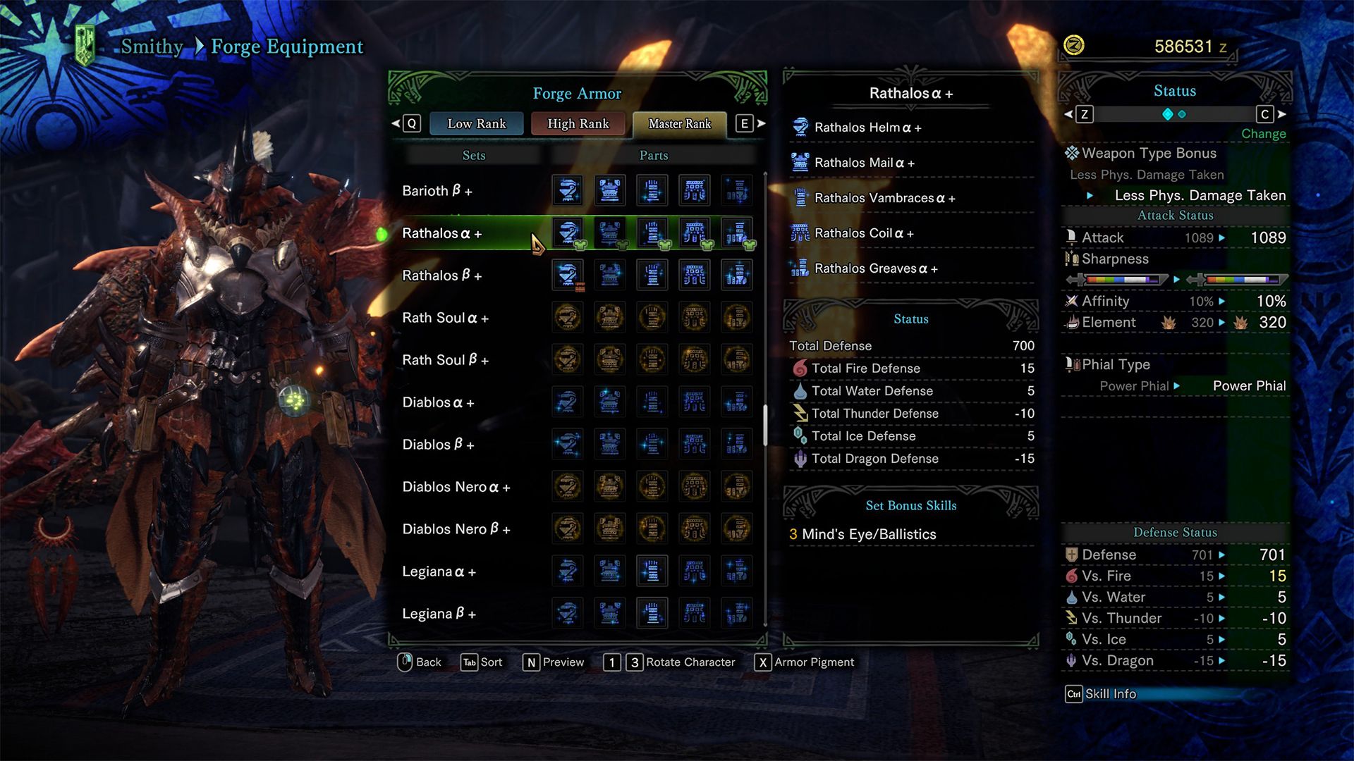 rathalos alpha plus armor set stats