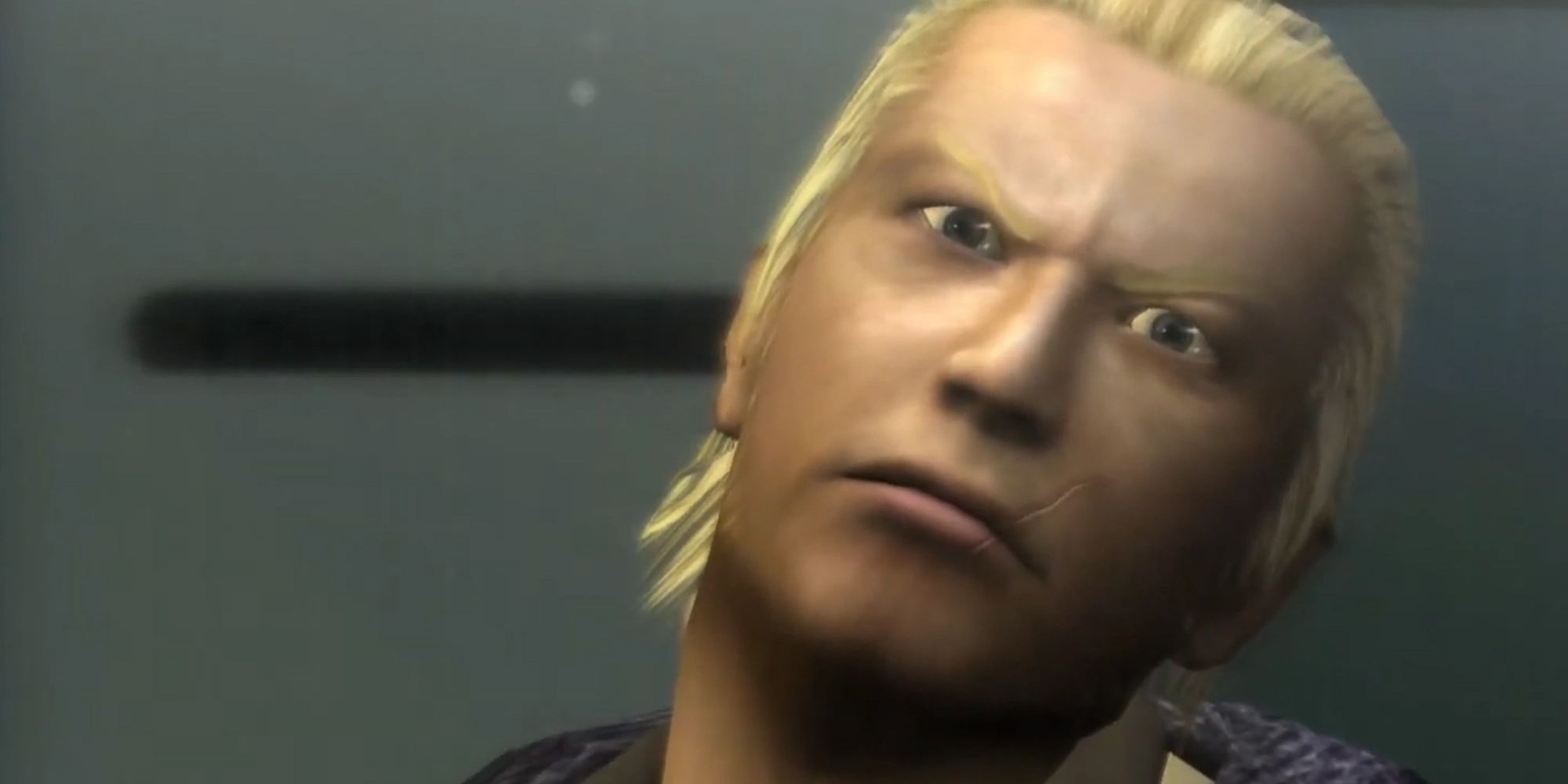 Ryuji tilting his head and looking at the camera in Yakuza
