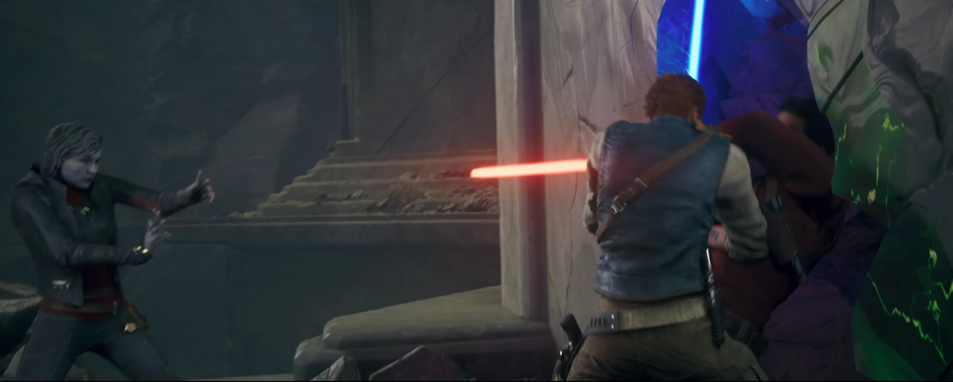 Cal and Merrin fighting Bode in Star Wars Jedi: Survivor.