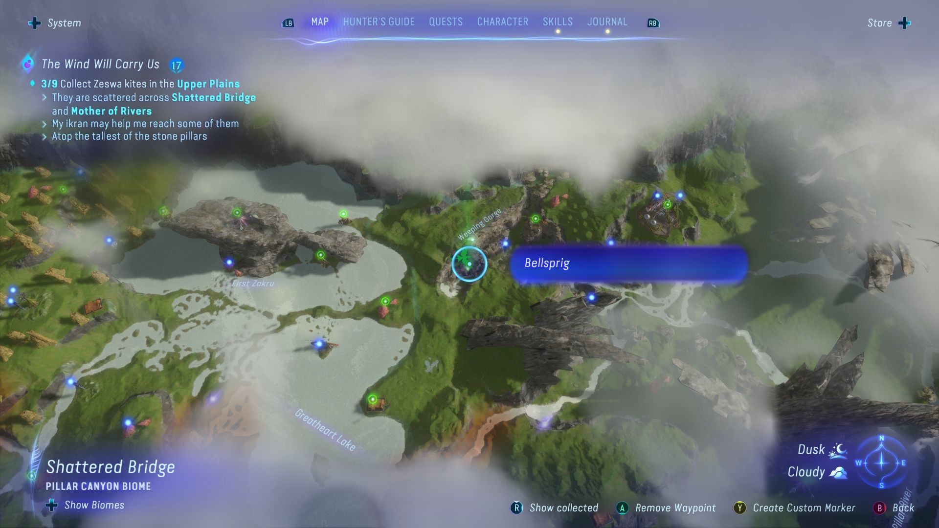 Spirit of the Clan Kite location on the map Avatar Frontiers of Pandora