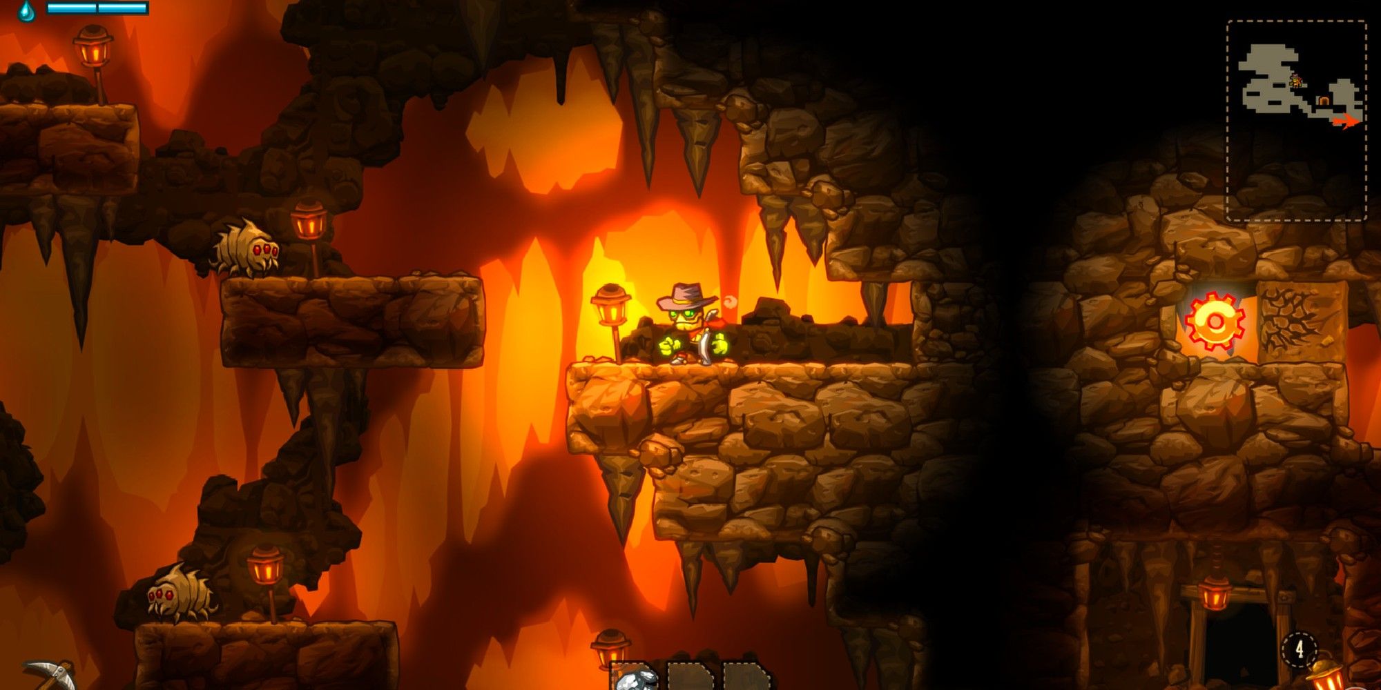 Rusty in a dimly lite cavern.