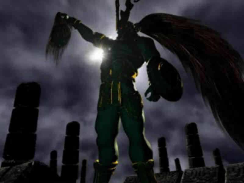 Ogre holding up someone's head in Tekken 3.