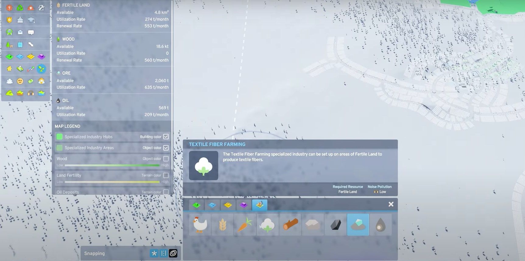 Textile fiber farming which used to produce cotton in Cities: Skylines 2.