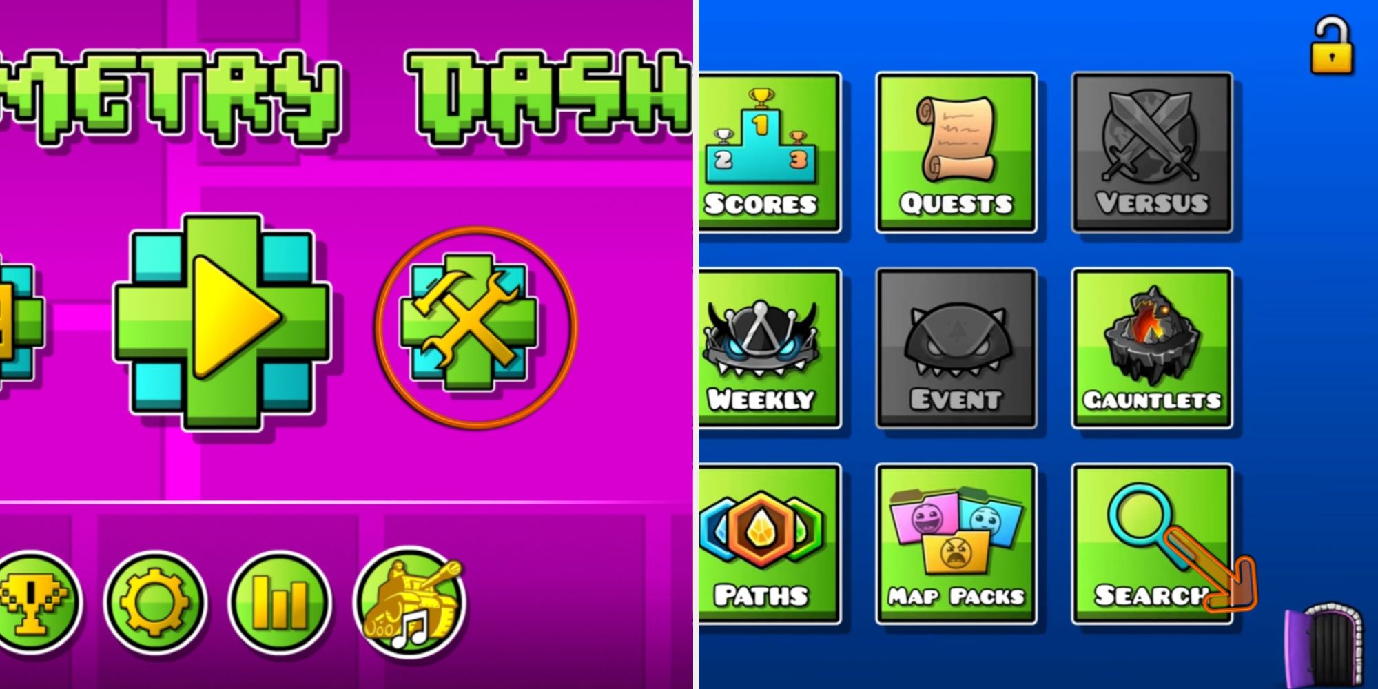 The door of the treasure room in Geometry Dash