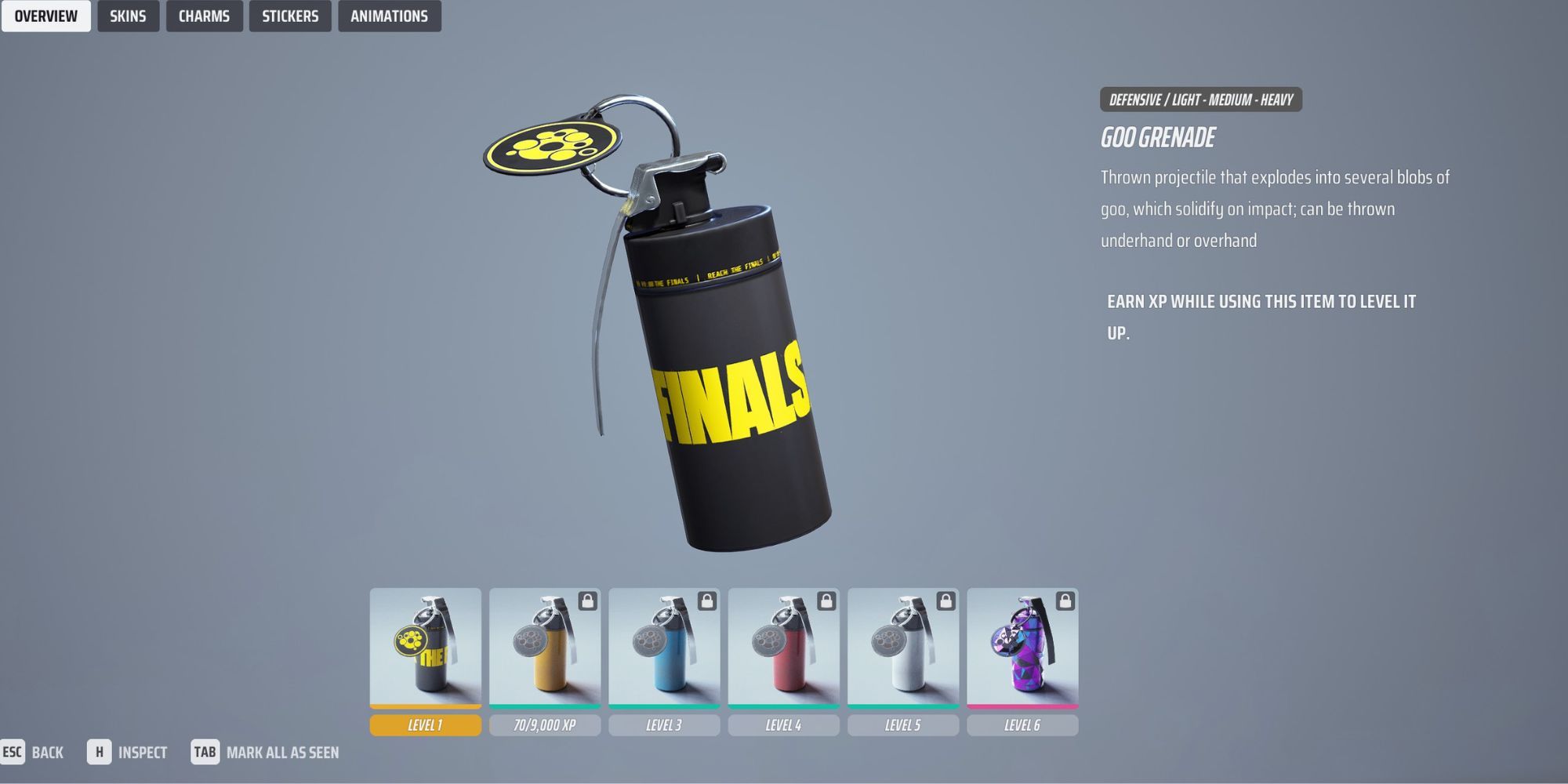 The Finals Goo Grenade Inspect Screen
