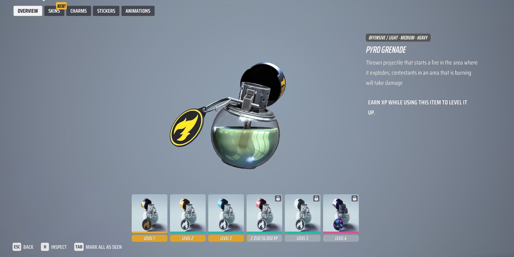 The Finals Pyro Grenade Inspect Screen