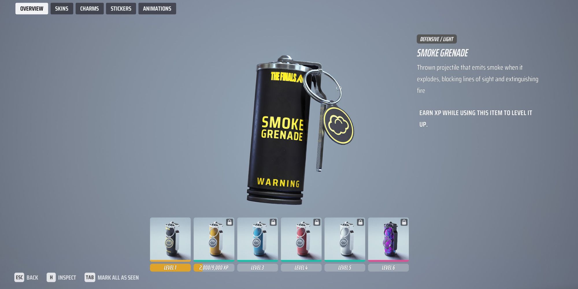 The Finals Smoke Grenade Inspect Screen