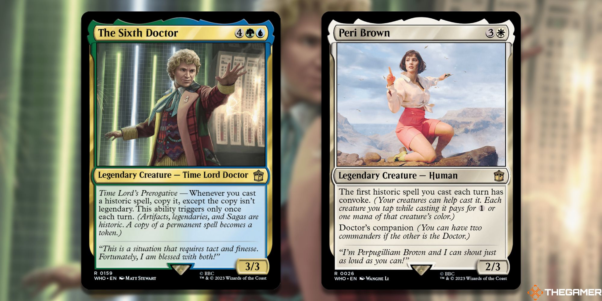 MTG: The Sixth Doctor and Peri Brown cards