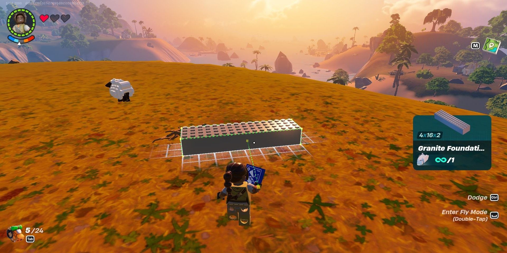 The Snap feature being used while building in Lego Fortnite