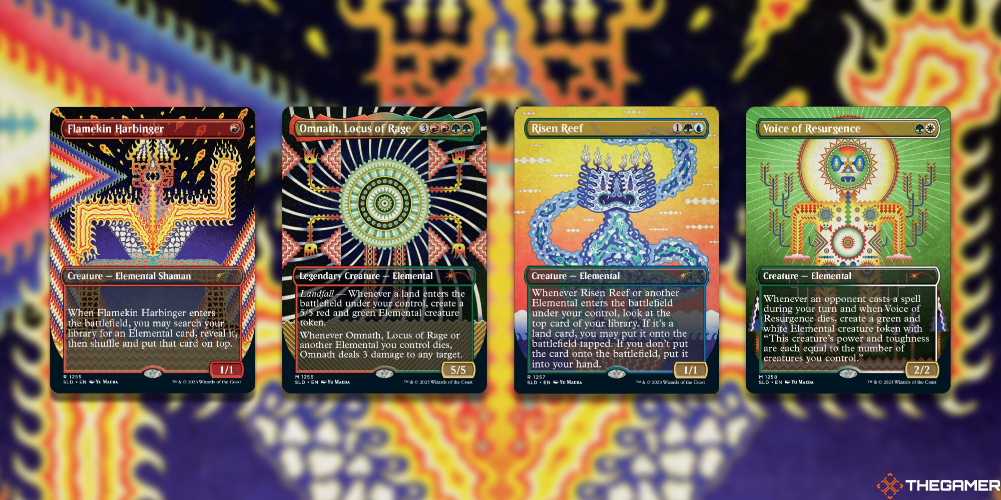 Four cards from Magic: The Gathering's The Stars Gaze Back Secret Lair Drop