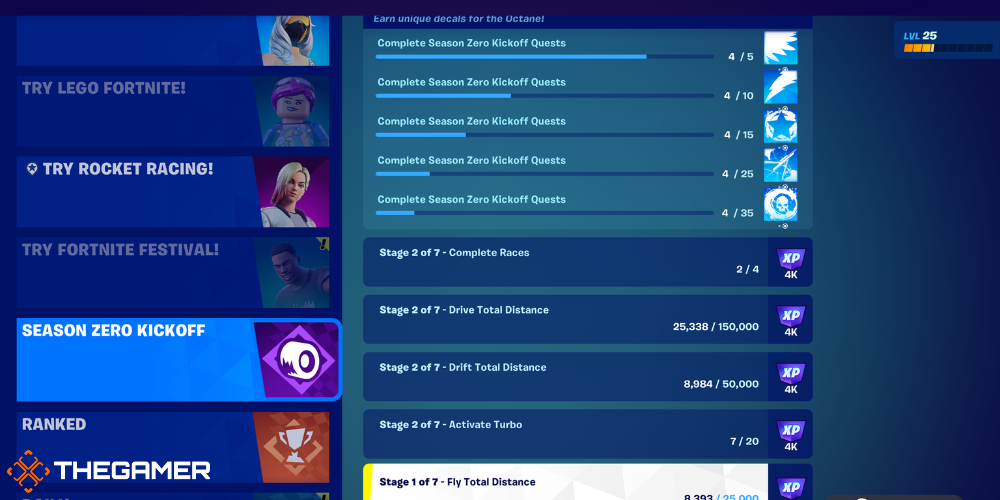 Fortnite Rocket Racing: Season Zero Kickoff Quests