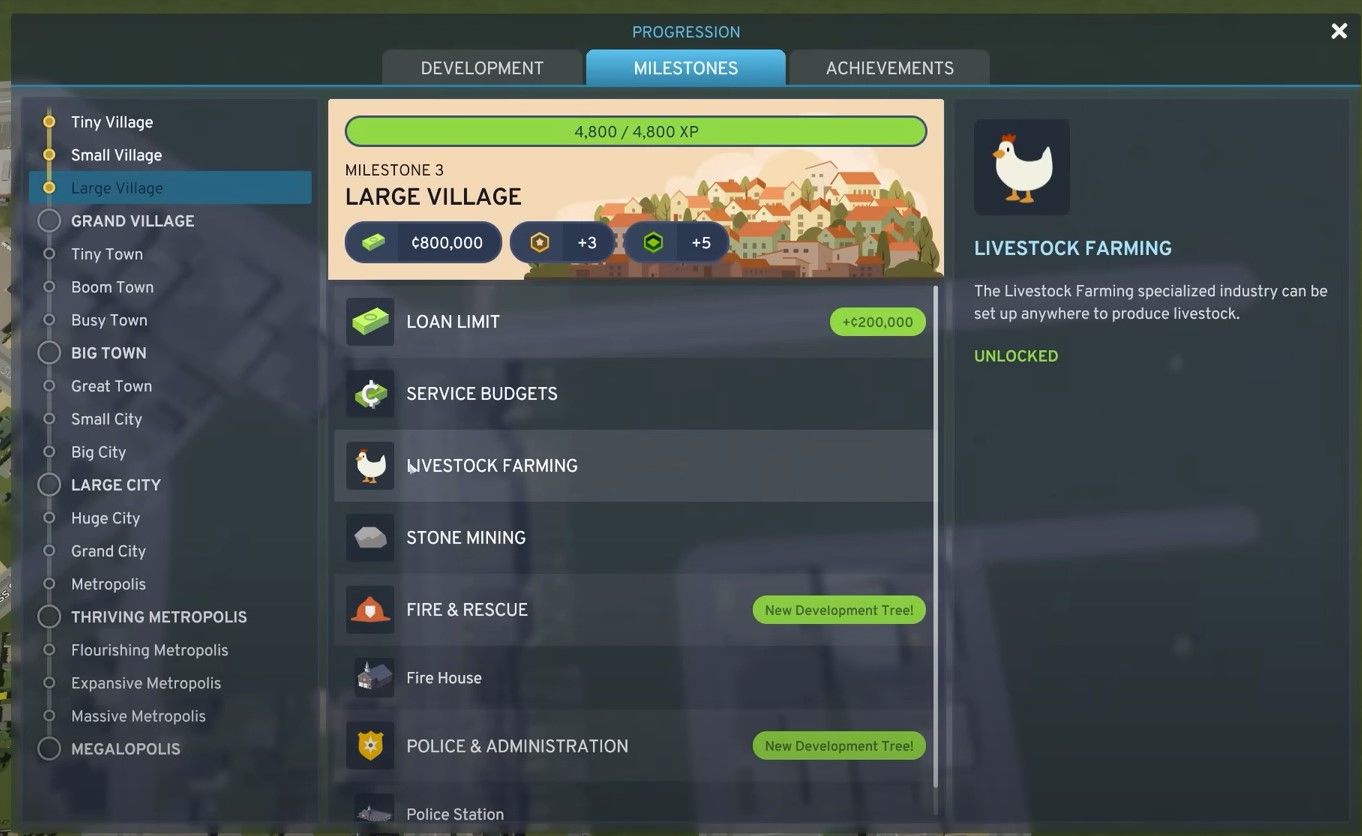 Unlocked livestock in Cities: Skylines 2.