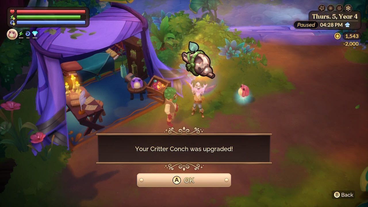 upgrading the critter conch in archipaligo park fae farm dlc
