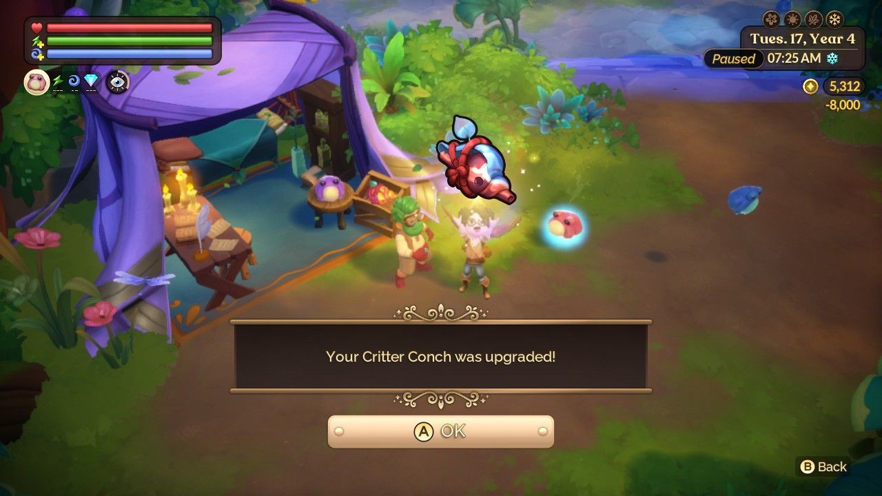 upgrading to the master critter conch in fae farm coasts of croakia dlc