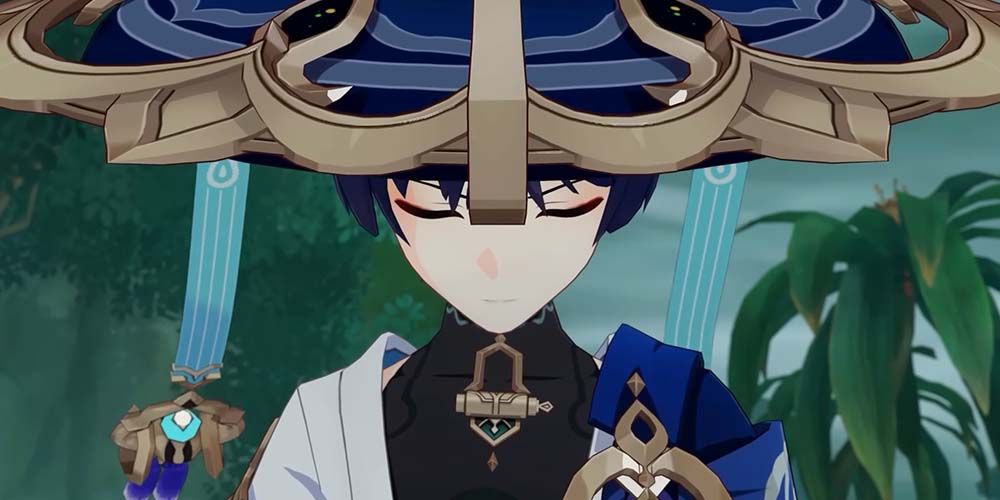 Genshin Impact, close up of Wanderer