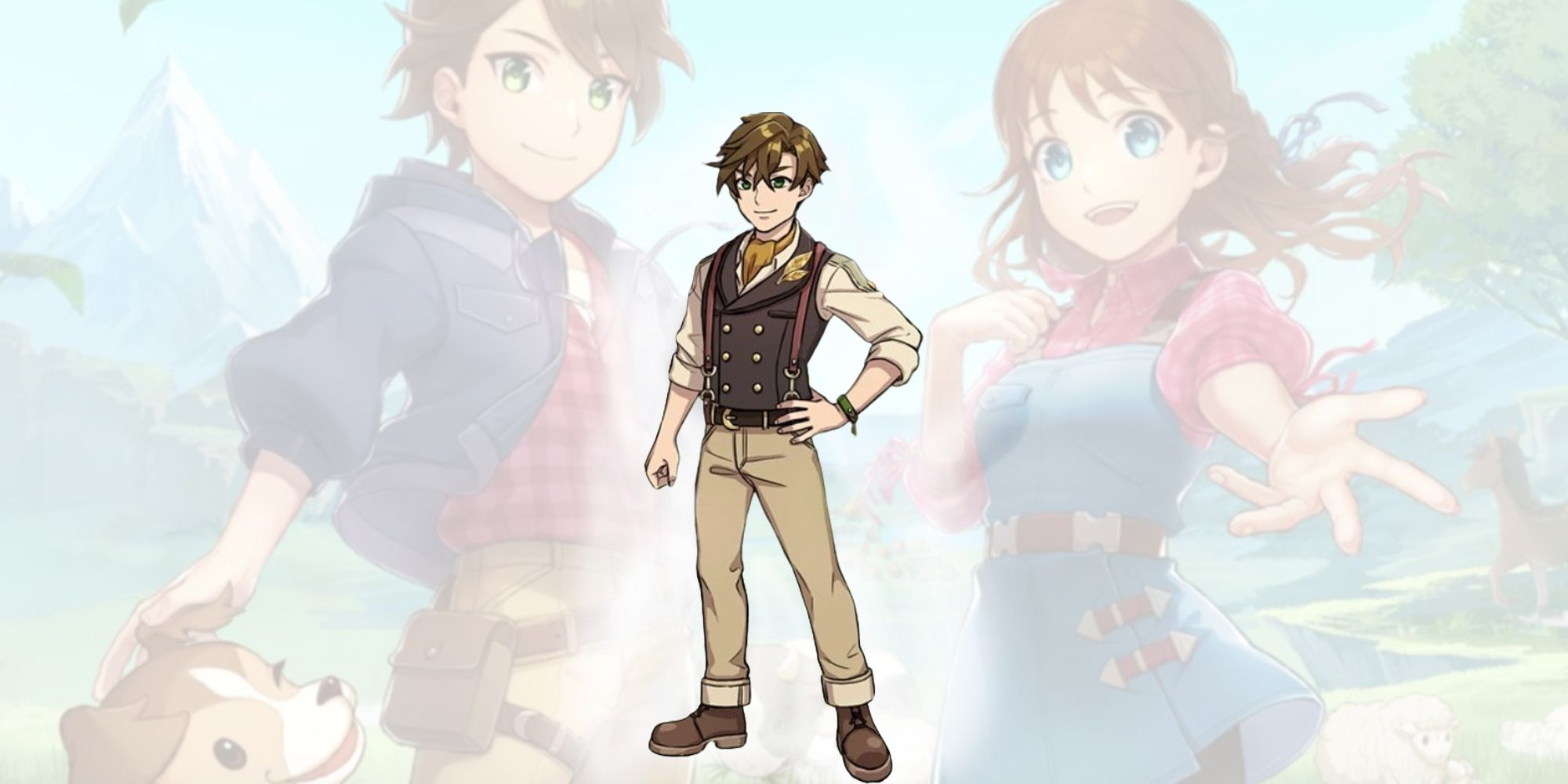 Westley from Harvest Moon: Winds of Anthos poses confidently with a kind smile and one hand on his hip.