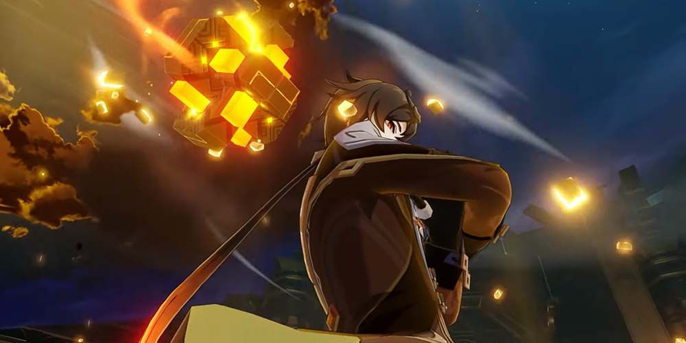 Zhongli using his Elemental Burst in Genshin Impact.