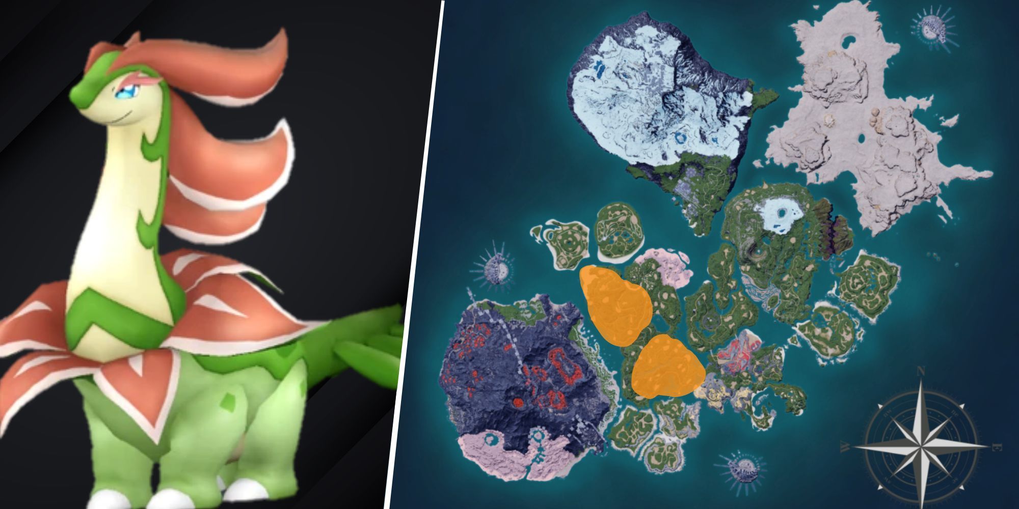 Palworld - Broncherry and its habitat on world map