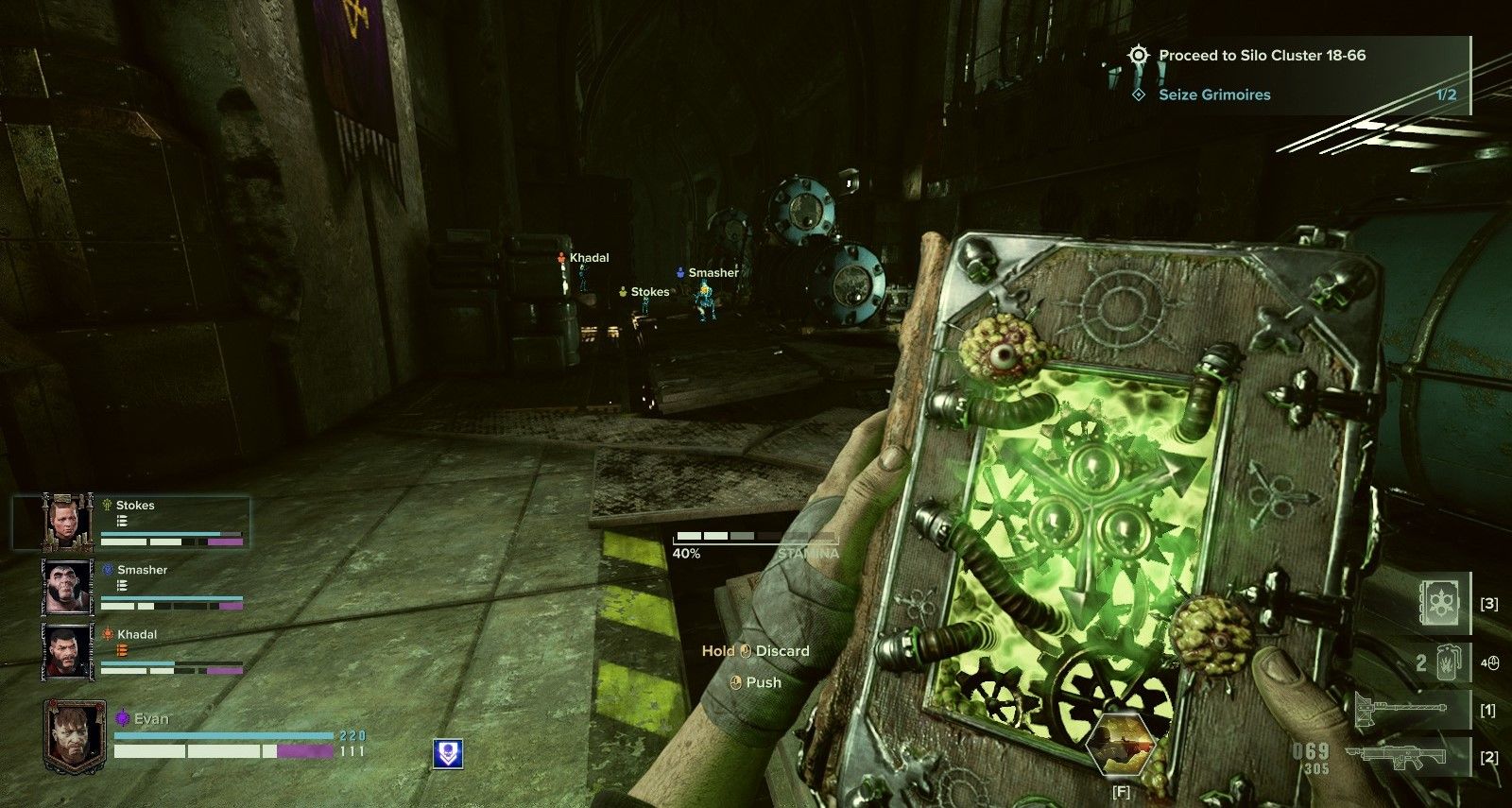 Warhammer 40,000: Darktide - Holding A Grimoire For Inspection