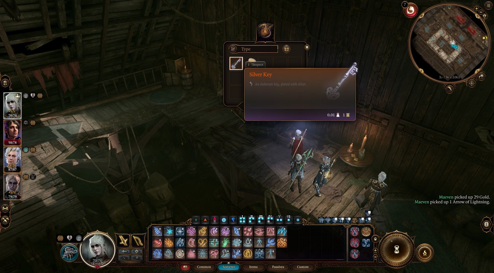 Player finds Silver Key in top of Szarr Palace attic in  Baldur's Gate 3