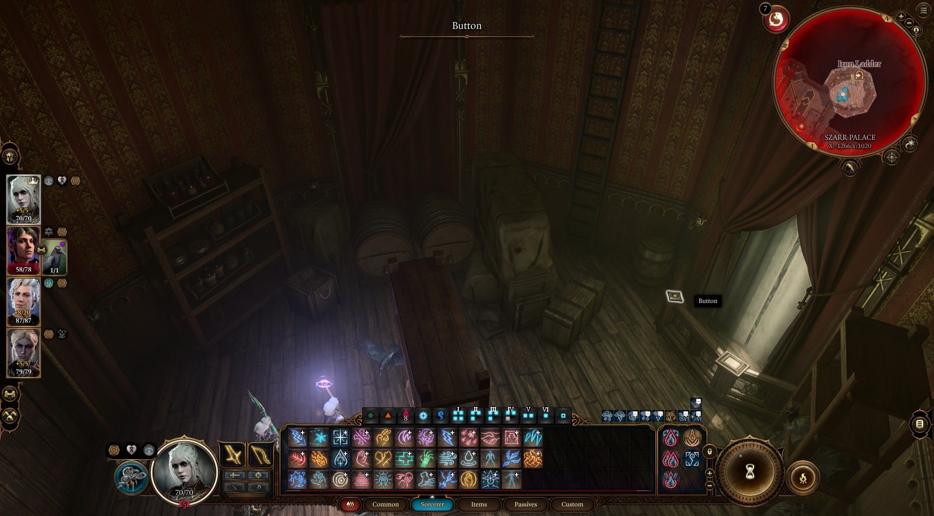 Player locates button inside the Storage Room in Szarr Palace Baldur's Gate 3