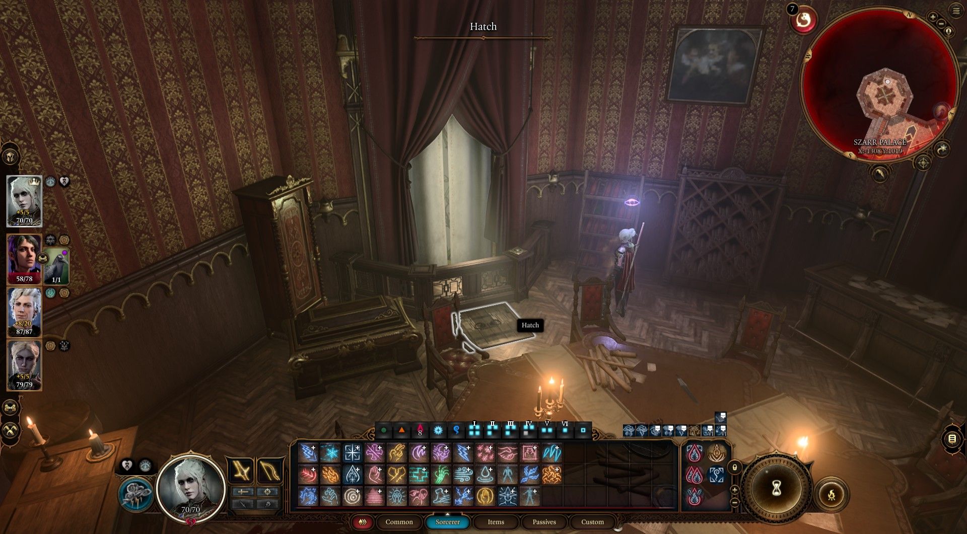 Player moves chest in secret meeting room to reveal trap door underneath in Szarr Palace in  Baldur's Gate 3
