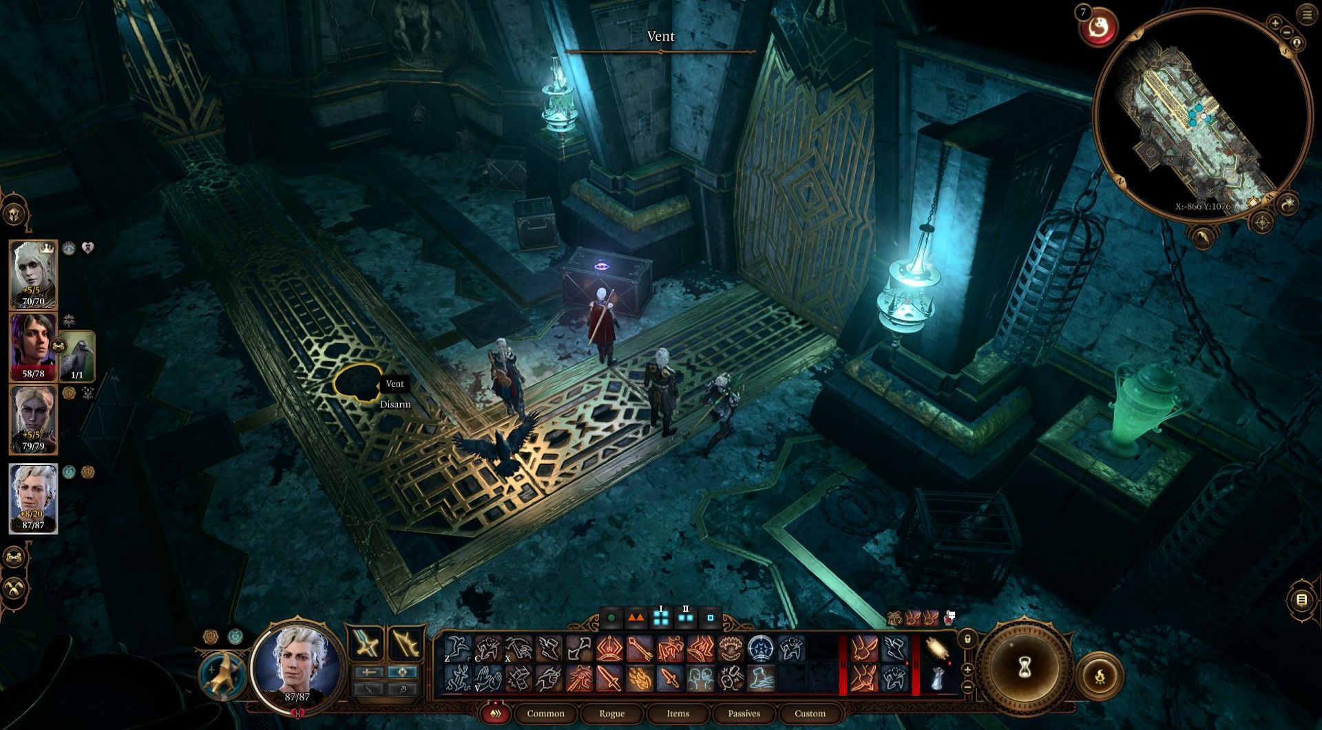 Astarion finds a Vent Trap inside Szarr Palace second dungeon in  Baldur's Gate 3