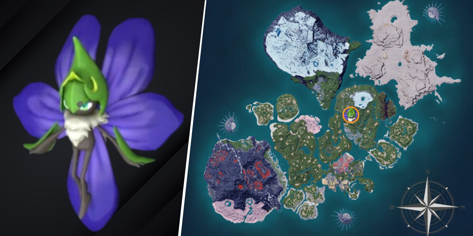 Palworld - Vaelet and its habitat on world map