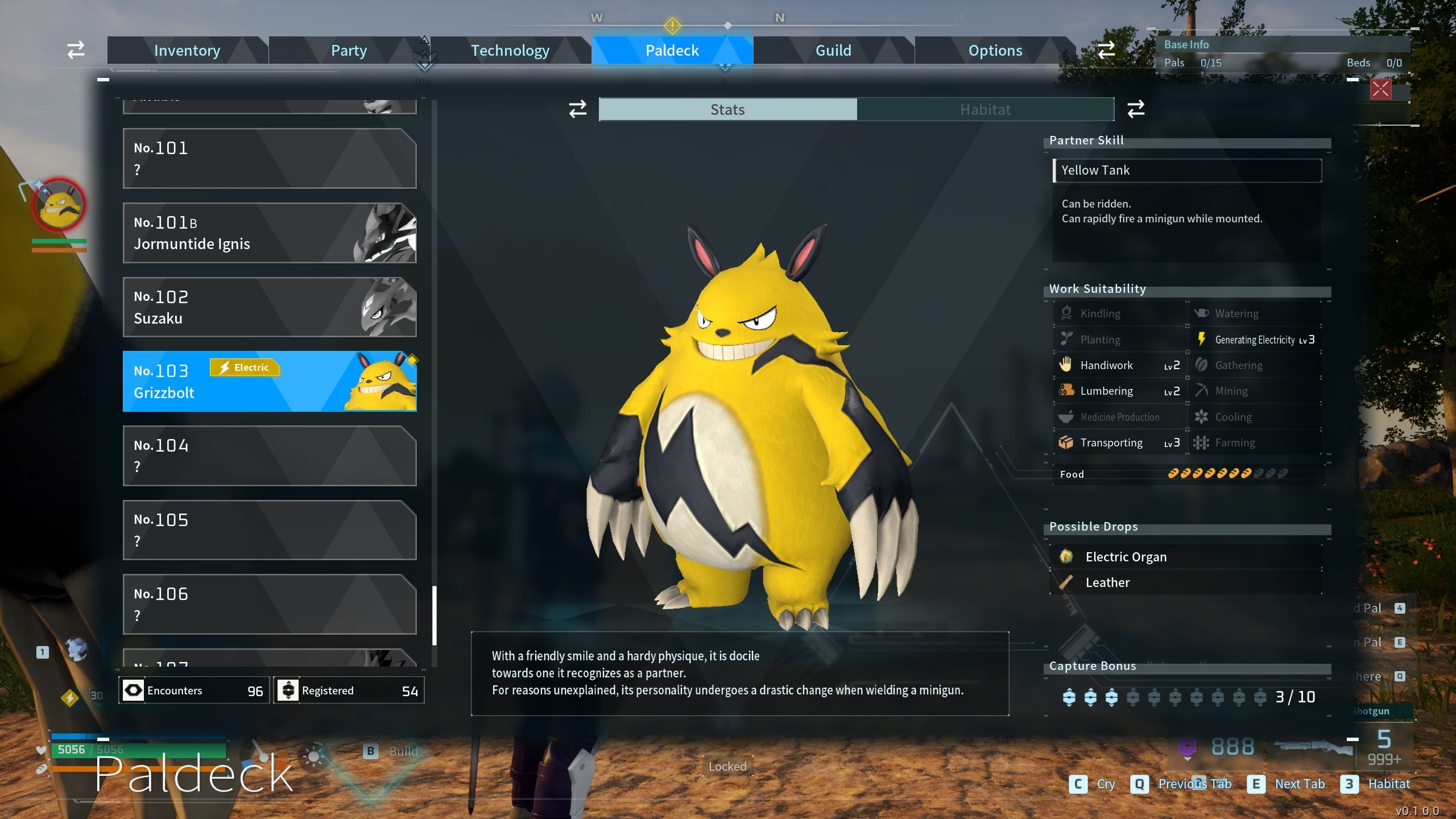 A picture of the Grizzbolt Pal in Palworld