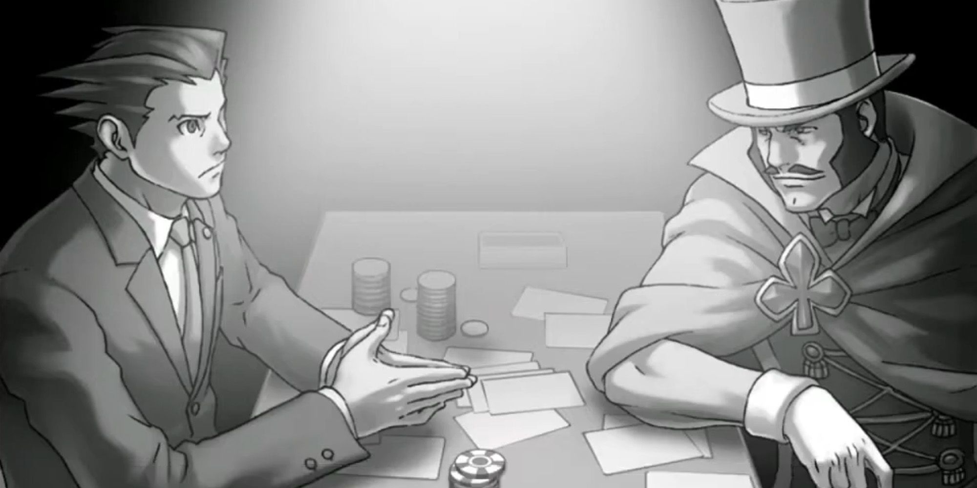 Phoenix Wright meeting Zak Gramarye in Apollo Justice Ace Attorney