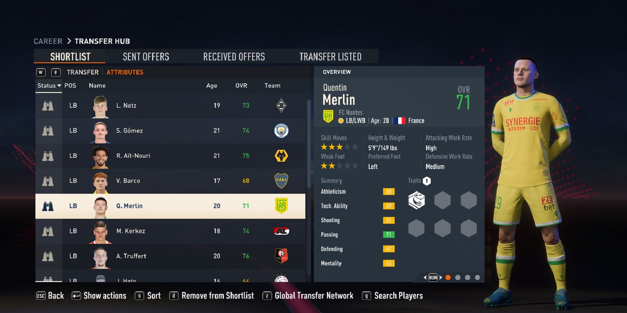 An image of Quentin Merlin in FIFA 23