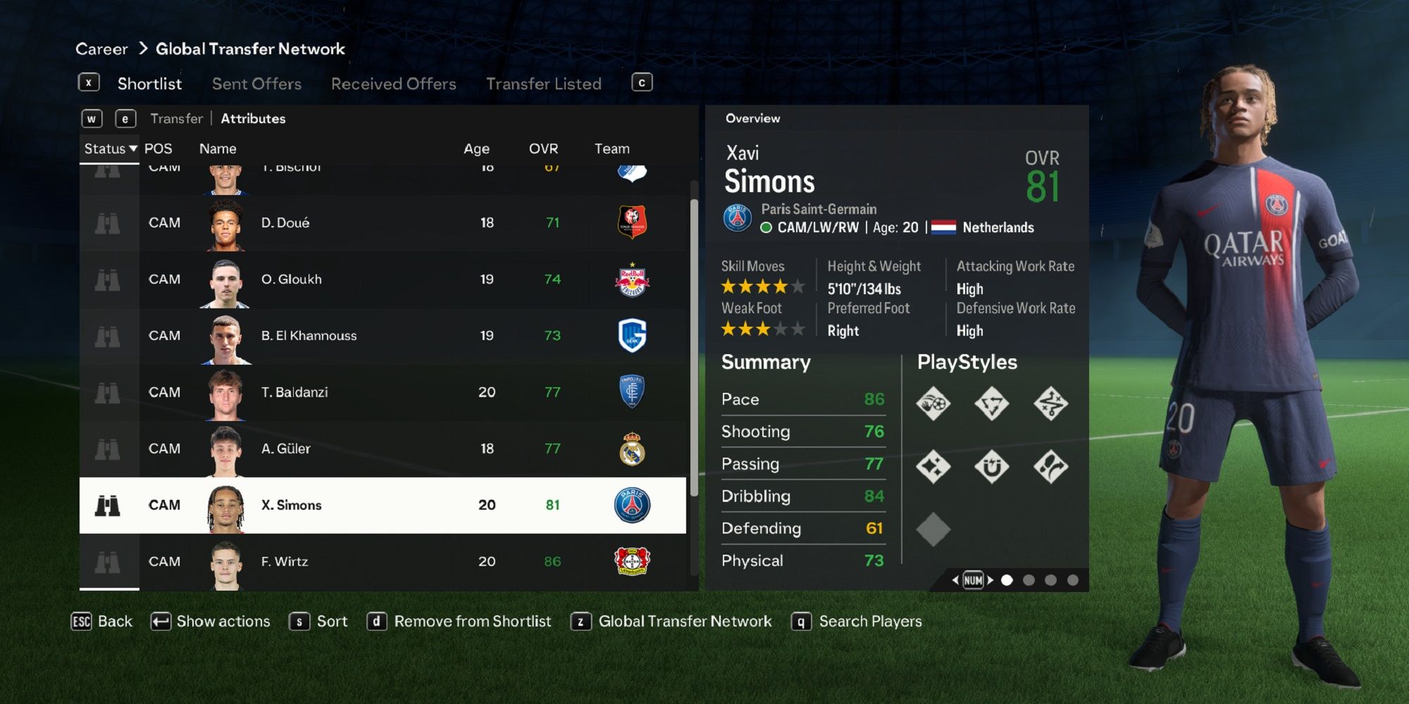 An image of Xavi Simons in EA Sports FC 24