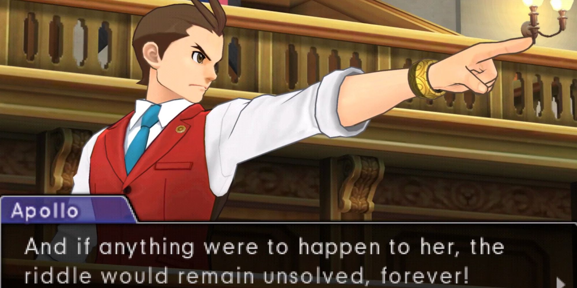 Apollo Justice in court in Ace Attorney Spirit of Justice