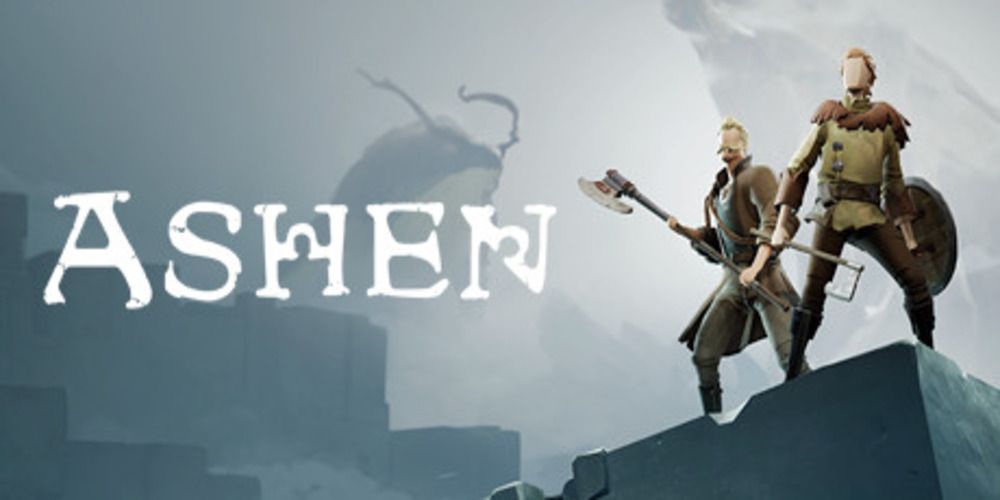 the protagonists of Ashen stand on a rock